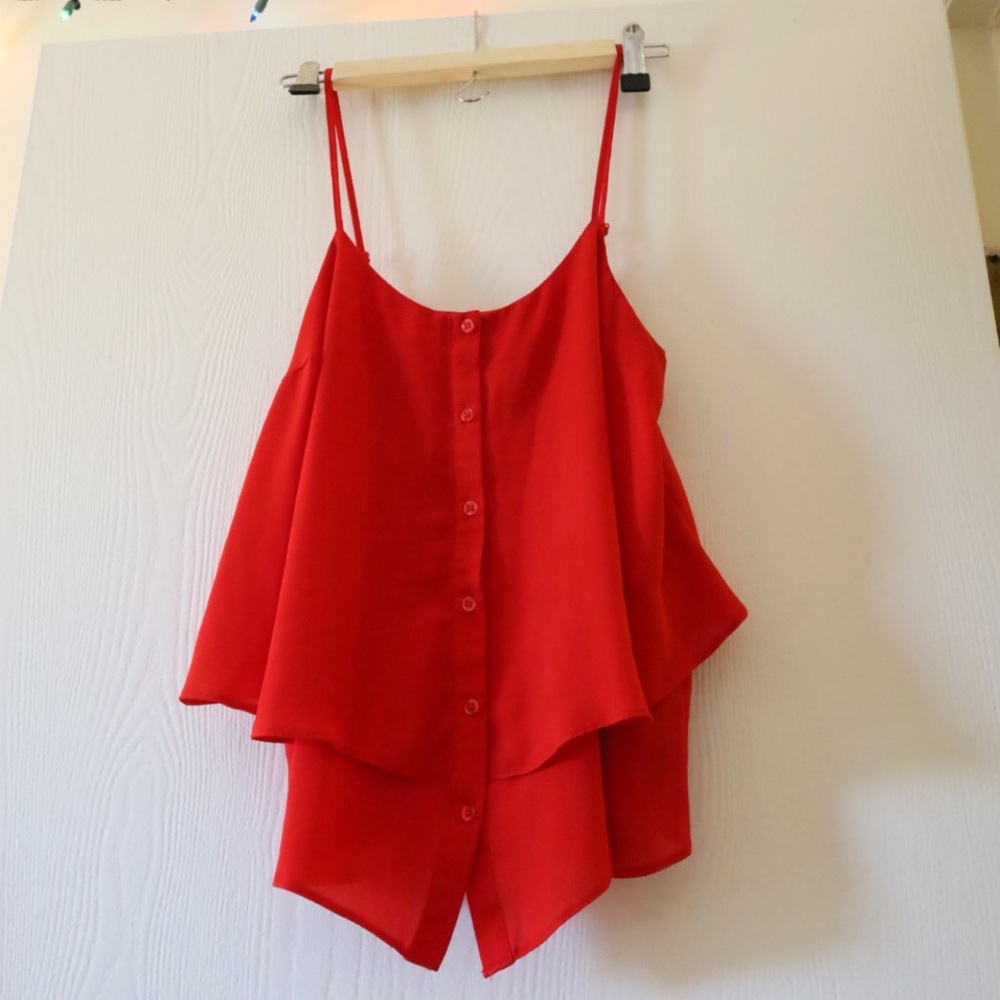 ASOS Cherry Red Trapeze Tank Top Size 4